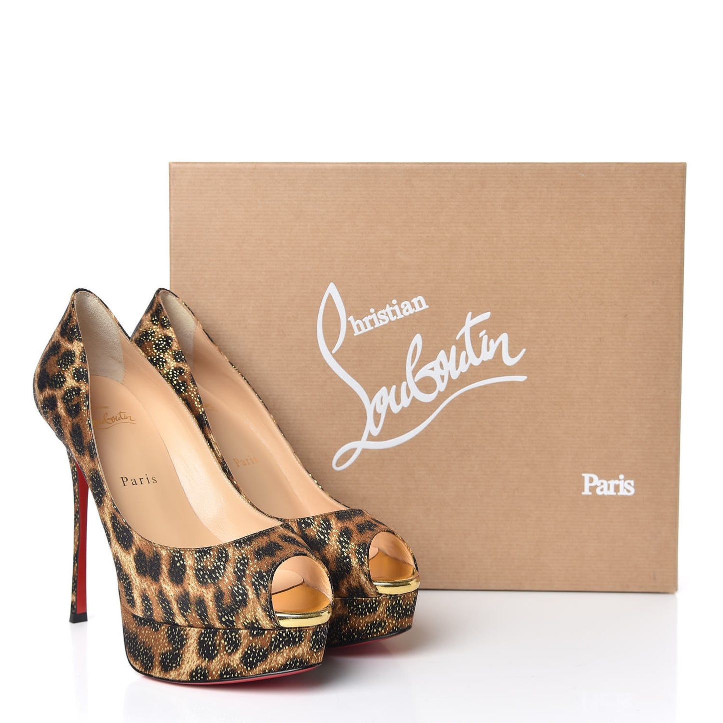 Lurex Specchio Leopard Fetish Peep 130 Pumps 37 Black Gold