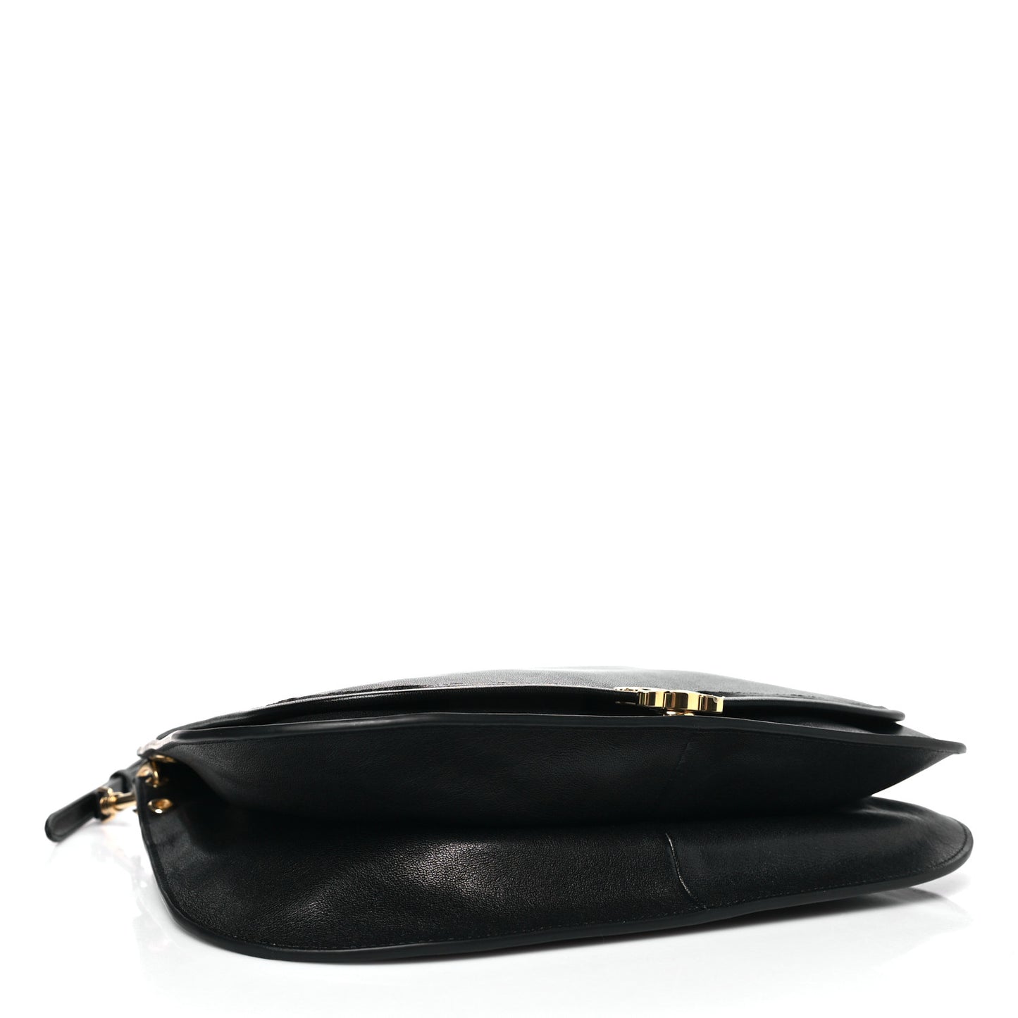 Shiny Lambskin Soft Triomphe Besace Bag Black