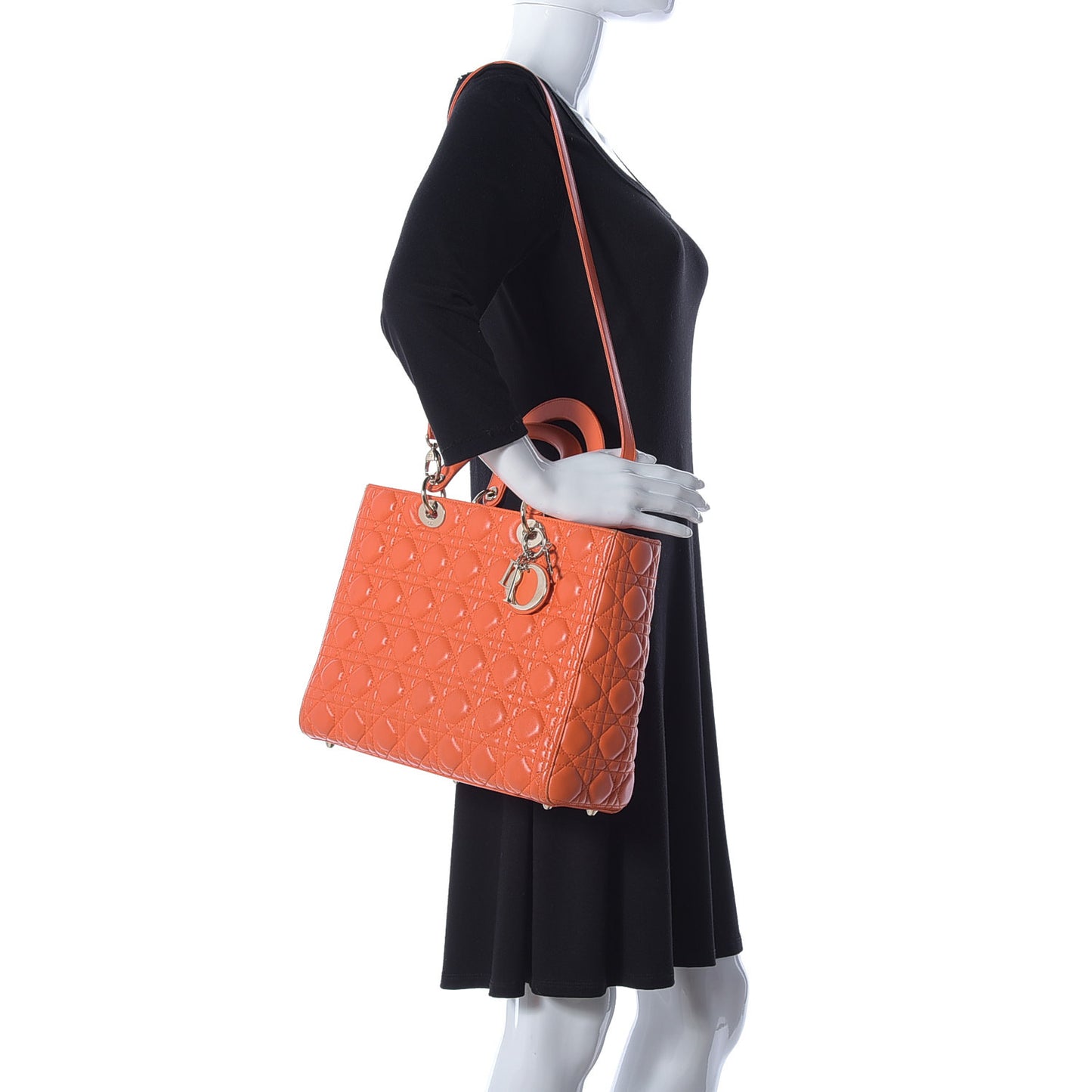 Lambskin Cannage Large Lady Dior Orange