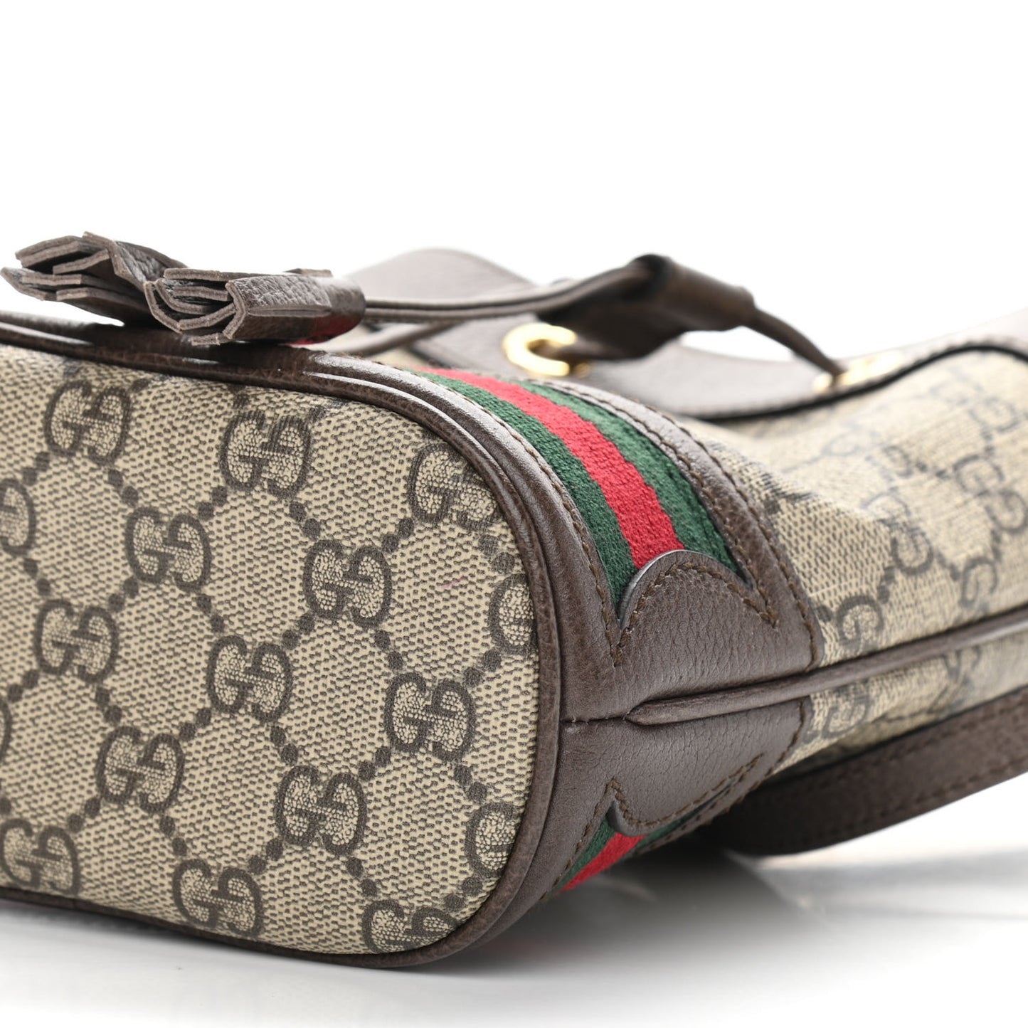 GG Supreme Monogram Web Mini Ophidia Bucket Bag Brown