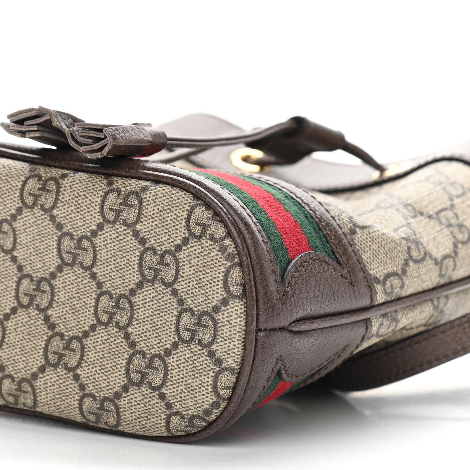 Gucci GG Supreme Monogram Web Mini Ophidia Bucket Bag Brown 10 of 10
