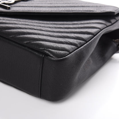 Saint Laurent Sheepskin Matelasse Chevron Monogram Large College Satchel Black 10 of 13