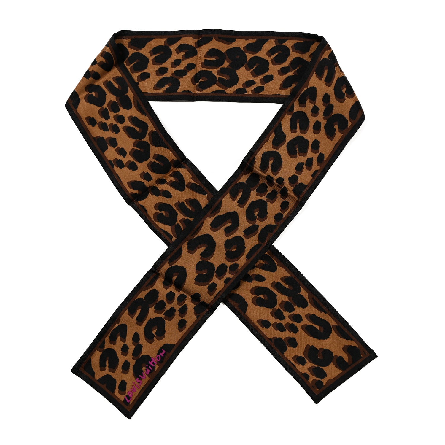 Louis Vuitton Silk Leopard Bandeau Scarf Marron 1 of 3