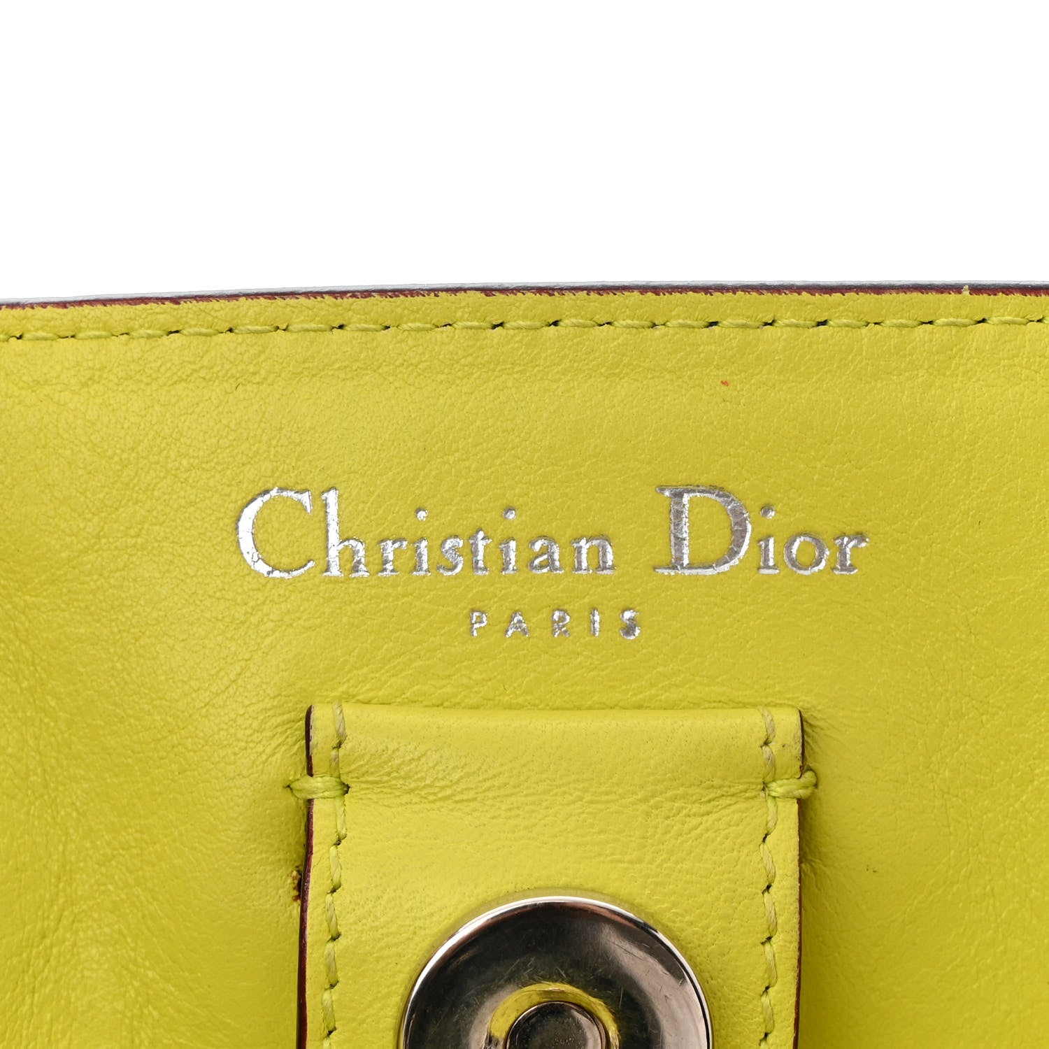 Christian Dior Smooth Calfskin Medium Diorissimo Tote Blue Neon Yellow 6 of 15