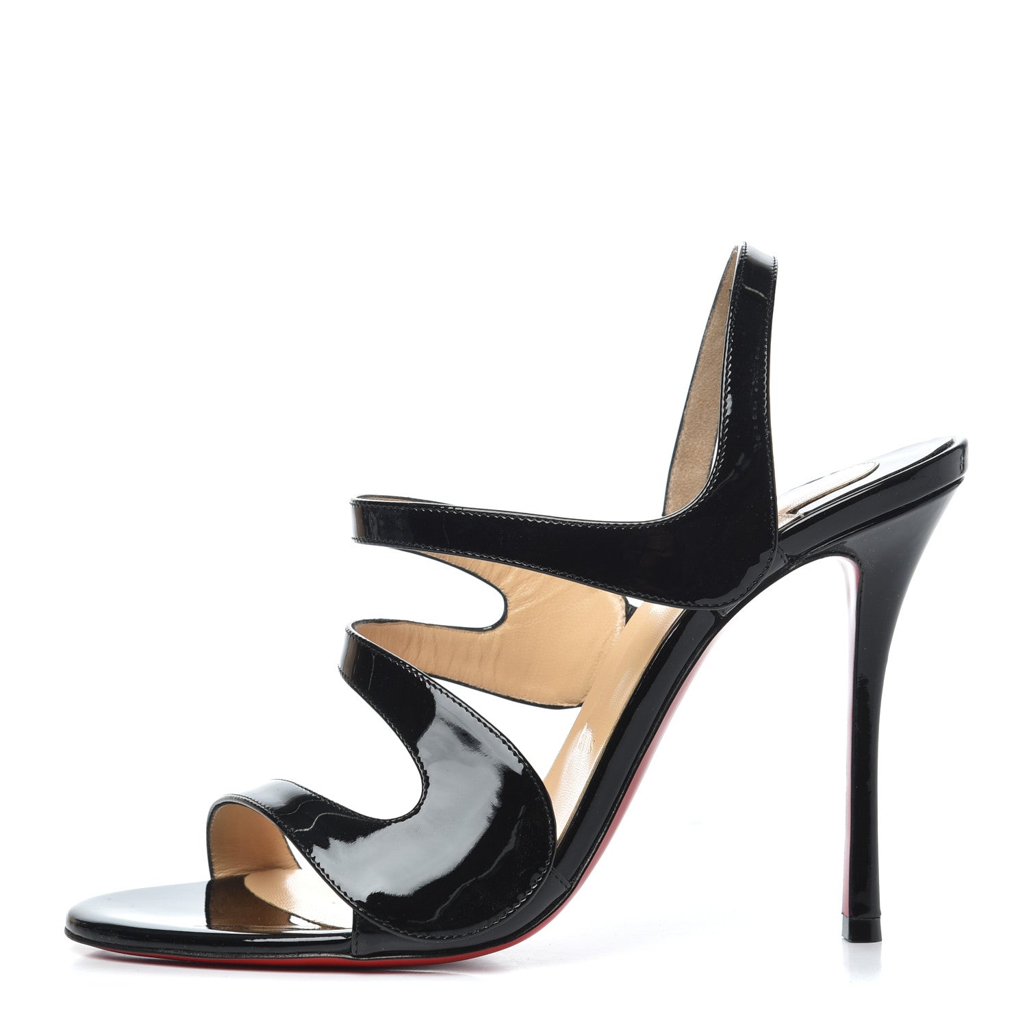 Christian Louboutin Patent Vavazou Asymmetric 100 Strappy Sandals 39 Black 1 of 11
