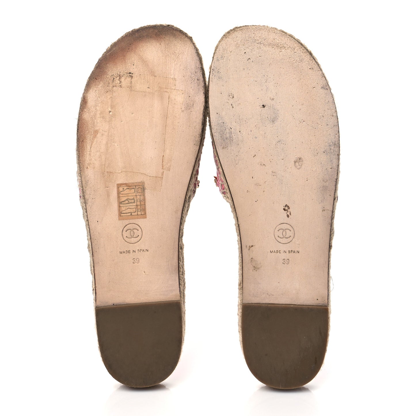 Lambskin Quilted CC Espadrille Slip On Sandals 39 Pink