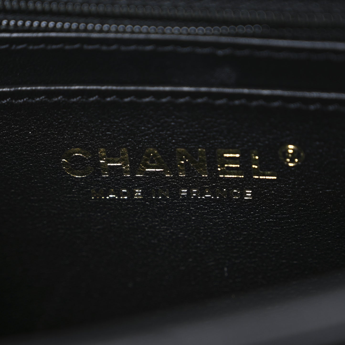 Shiny Calfskin Quilted CC Handle Vanity Flap Bag Black