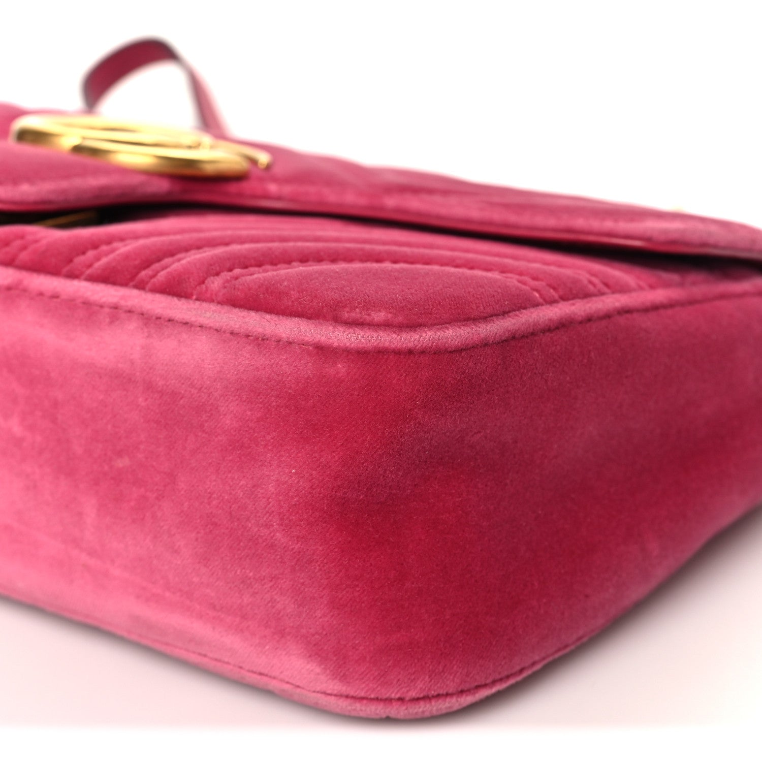 Gucci Velvet Matelasse Small GG Marmont Shoulder Bag Fuchsia Violet Cyclamen 10 of 10