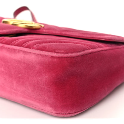 Gucci Velvet Matelasse Small GG Marmont Shoulder Bag Fuchsia Violet Cyclamen 10 of 10