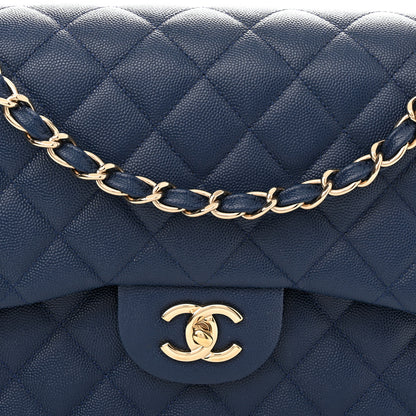 Chanel Caviar Quilted Jumbo Double Flap Navy 8 of 11