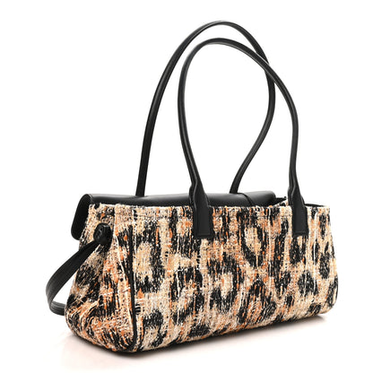 Chanel Calfskin Tweed Mixed Fibers Leopard Print Urban Essentials Small Shopping Bag Brown Black White 2 of 10