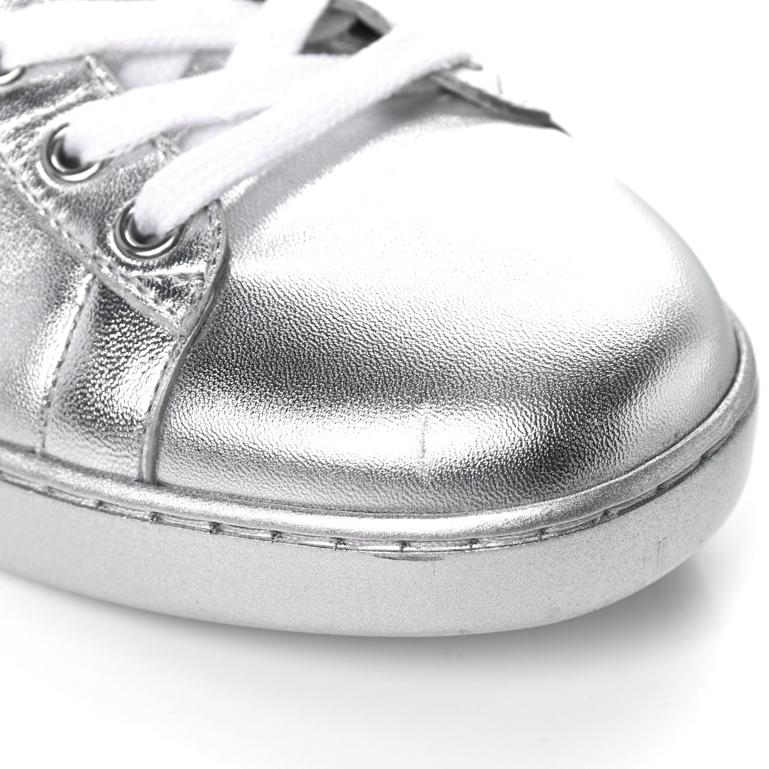 Gucci Metallic Nappa Interlocking G Perforated Womens Ace Sneakers 40.5 Silver 10 of 12
