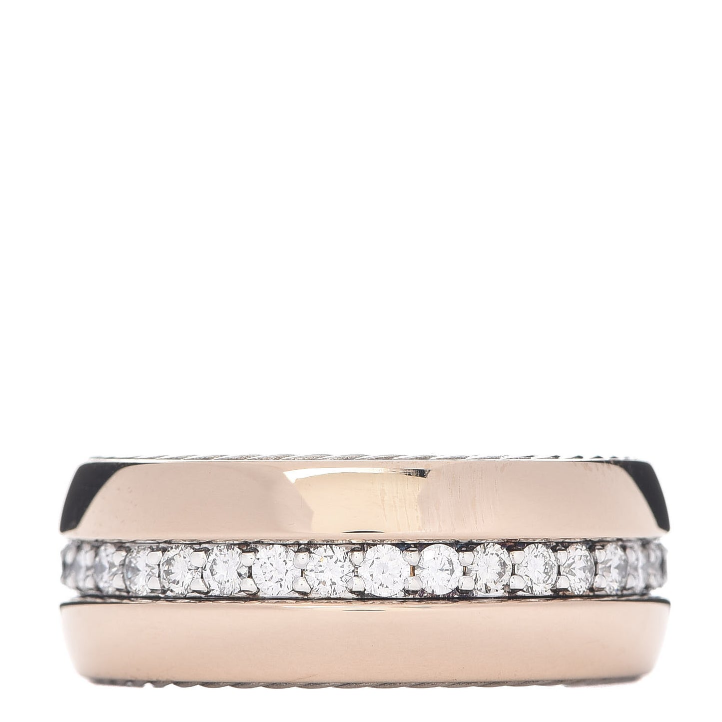 Sterling Silver 18K Rose Gold Diamond Streamline Band Ring 64 10.75