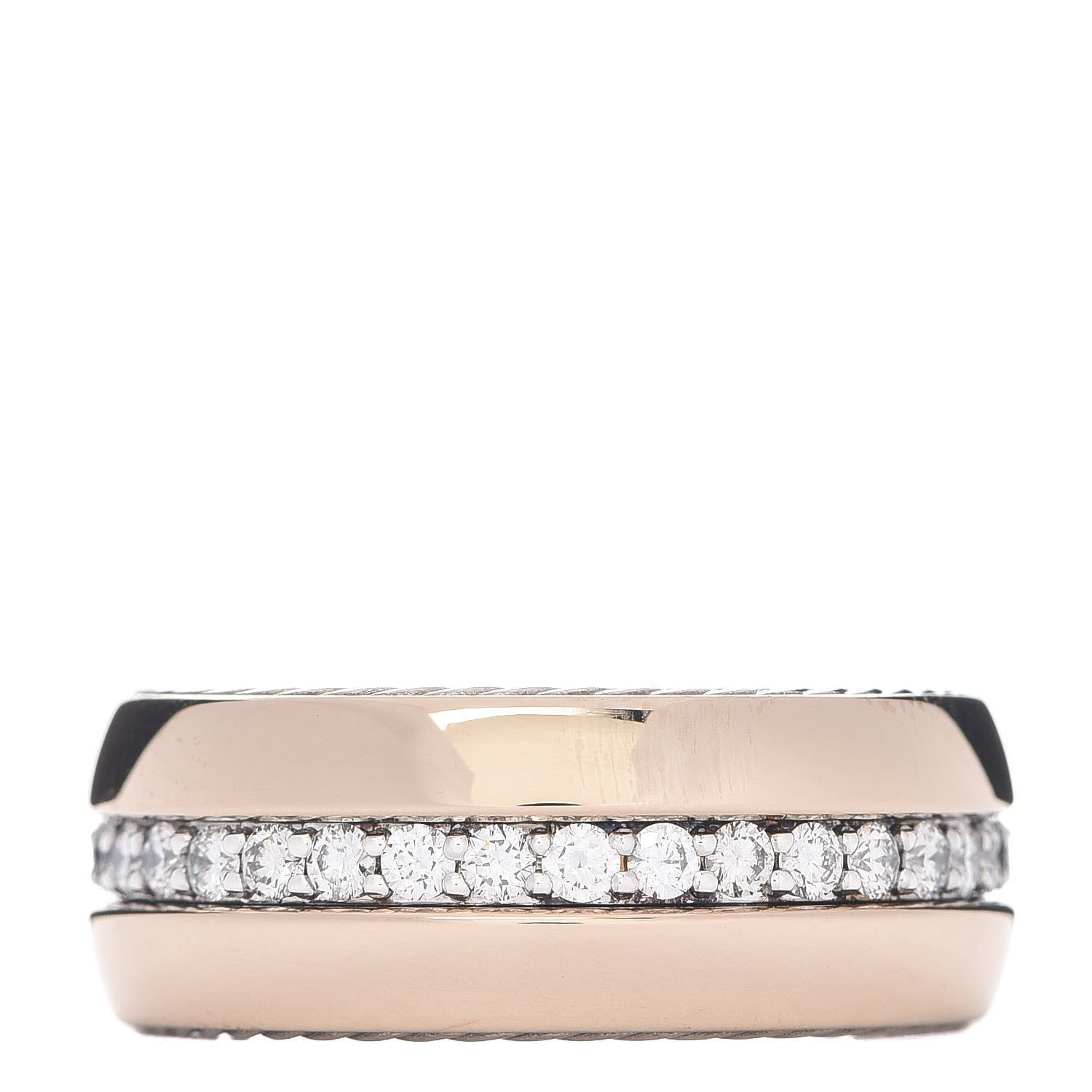 David Yurman Sterling Silver 18K Rose Gold Diamond Streamline Band Ring 64 10.75 1 of 4