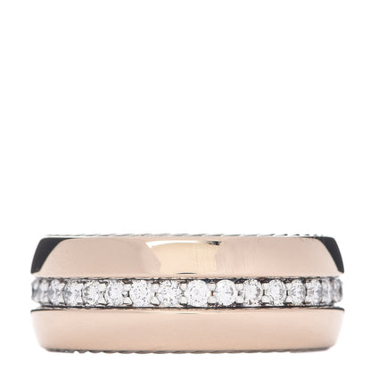 David Yurman Sterling Silver 18K Rose Gold Diamond Streamline Band Ring 64 10.75 1 of 4