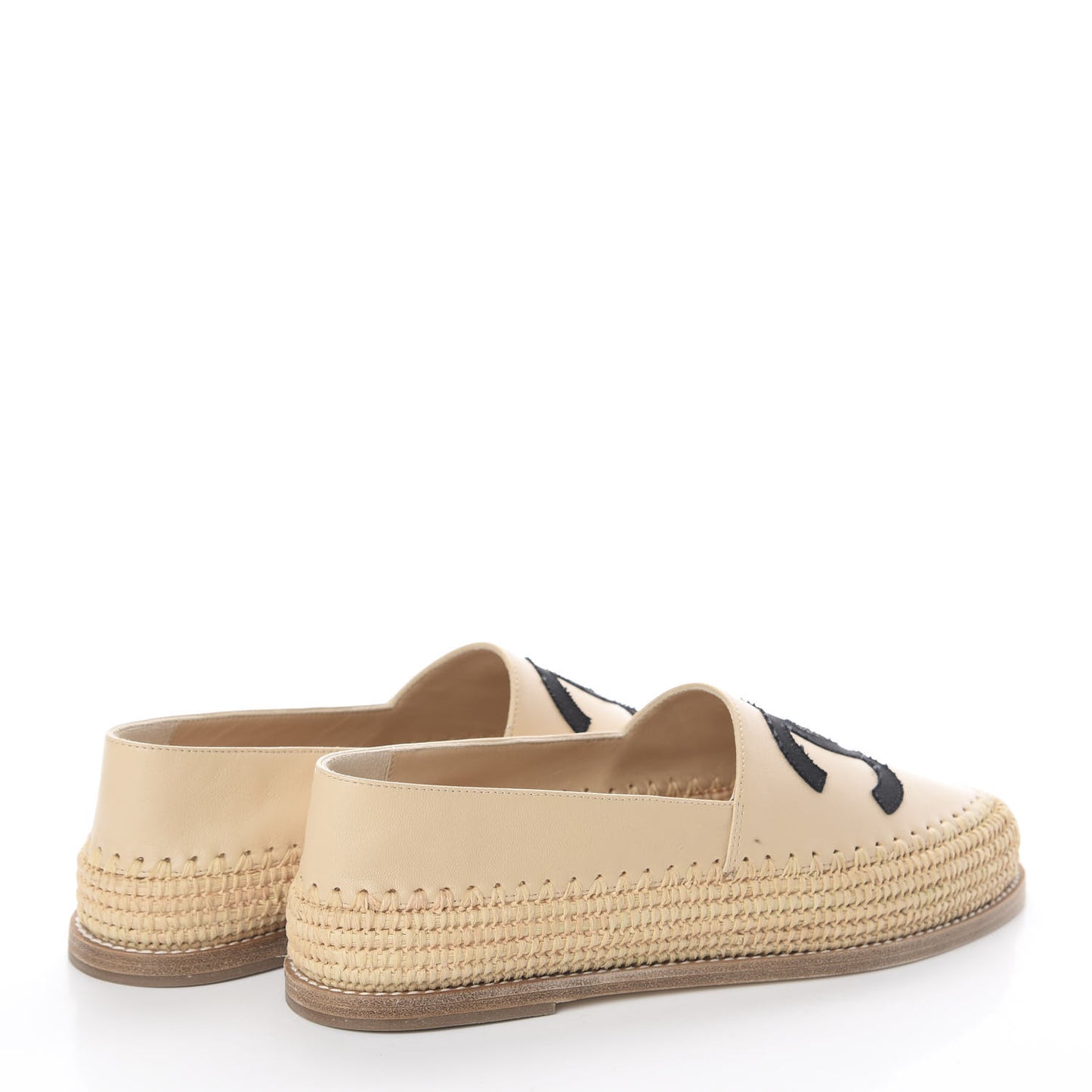 Lambskin Grosgrain CC Espadrilles 37 Beige Black