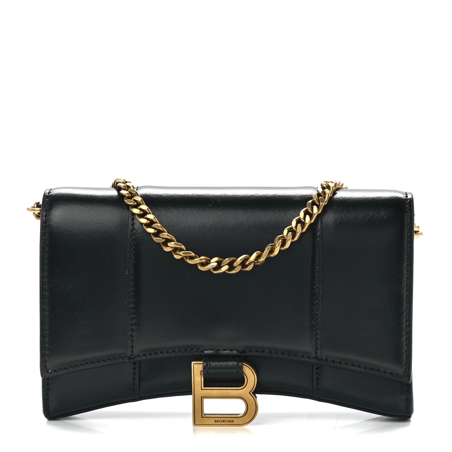 Balenciaga Shiny Box Calfskin Hourglass Chain Bag Black 1 of 12