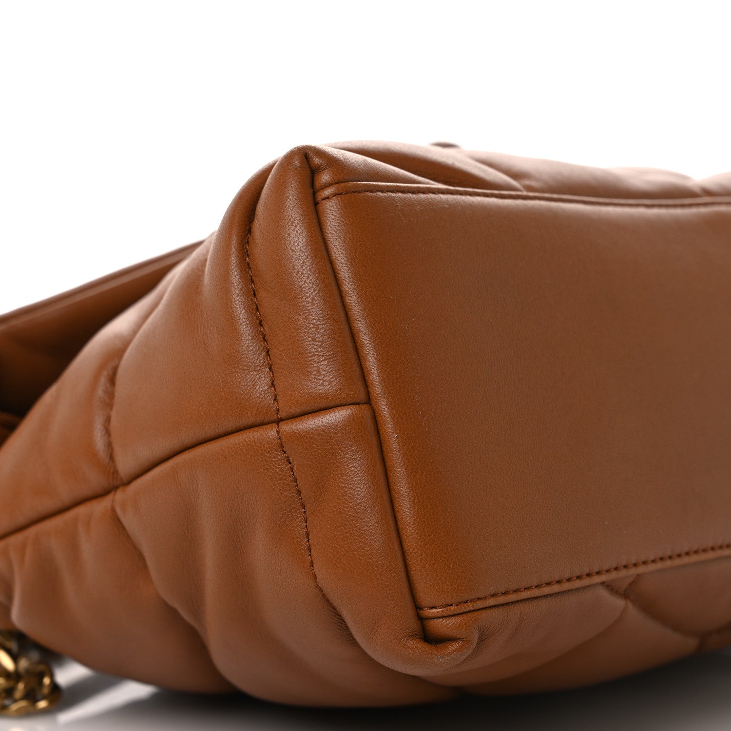 Saint Laurent Lambskin Quilted Small Loulou Puffer Monogram Chain Satchel Dark Honey 10 of 11
