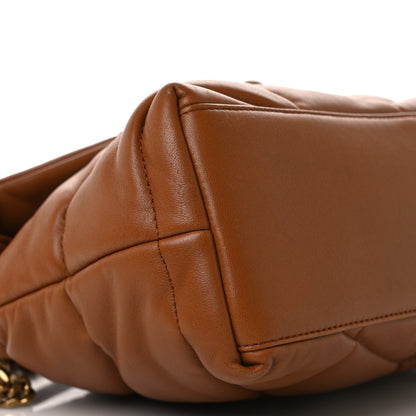 Saint Laurent Lambskin Quilted Small Loulou Puffer Monogram Chain Satchel Dark Honey 10 of 11