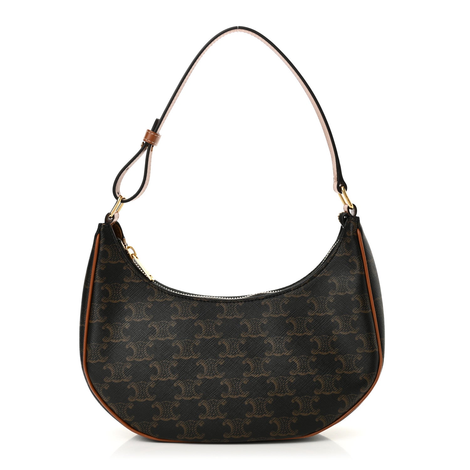 Celine Triomphe Canvas Calfskin Ava Shoulder Bag Tan 1 of 9