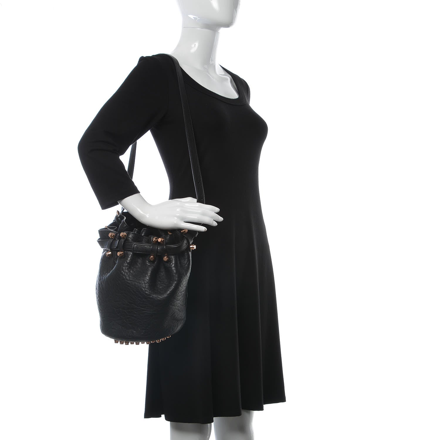 Alexander Wang Pebbled Lambskin Diego Bucket Black Rose Gold Hardware 2 of 8