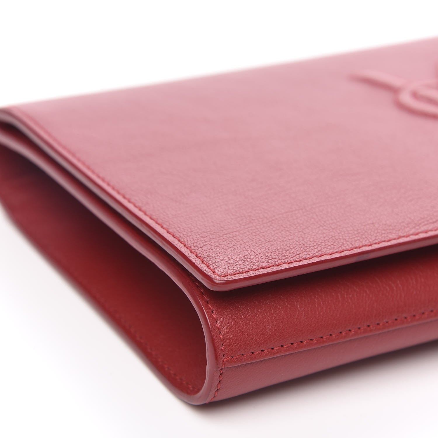 Saint Laurent Calfskin Monogram Large Belle De Jour Clutch Red 8 of 9