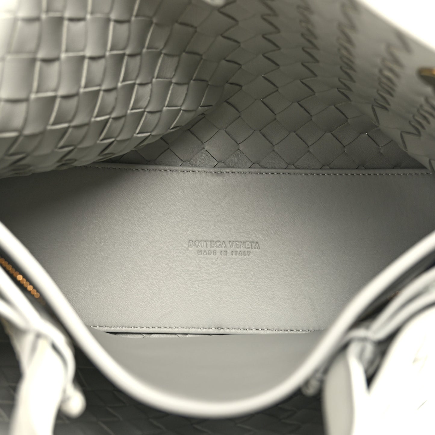 Nappa Intrecciato Medium Andiamo Shoulder Bag Agate Grey