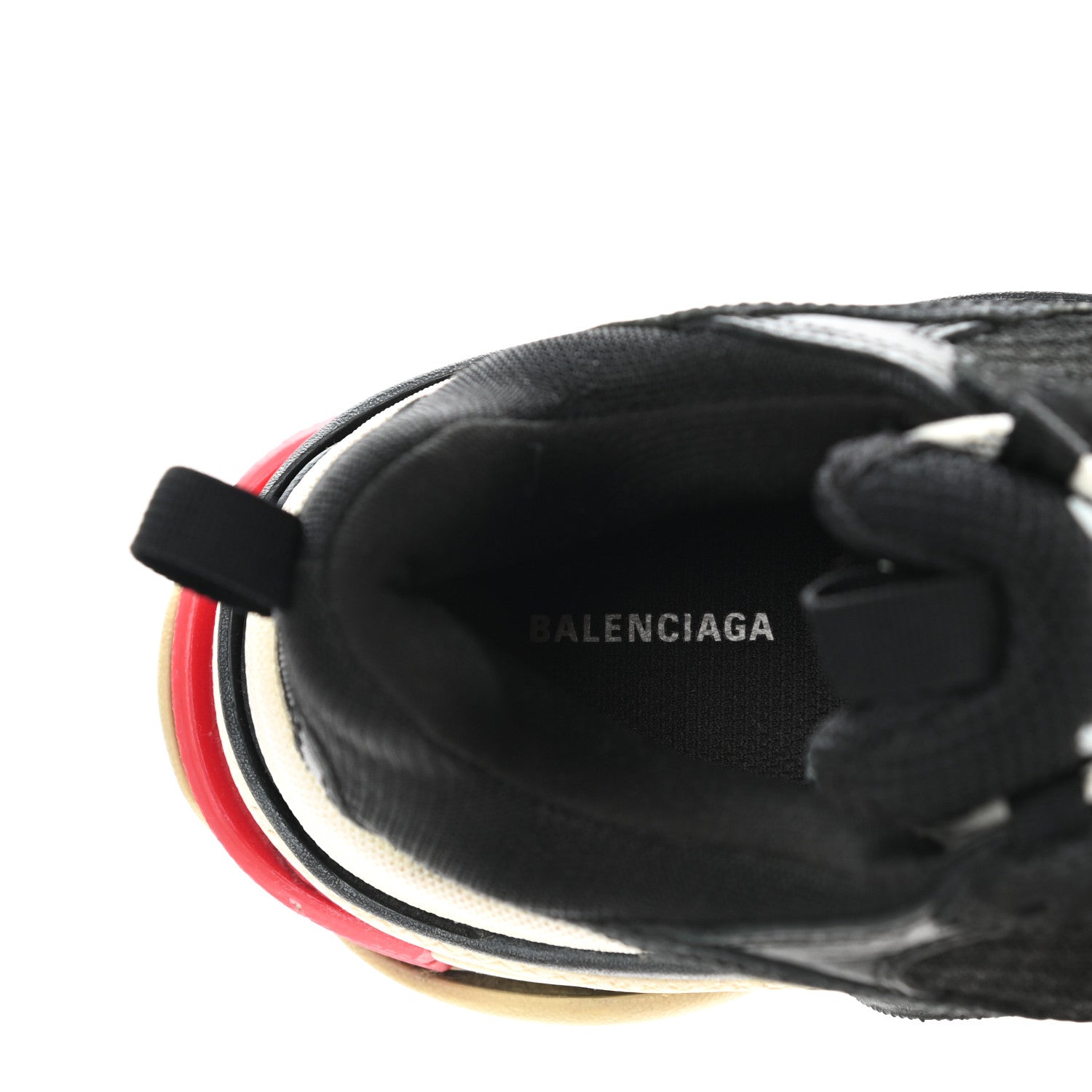 Balenciaga Fabric Mesh Washed Effect Womens Triple S Sneakers 38 Black Red 9 of 12