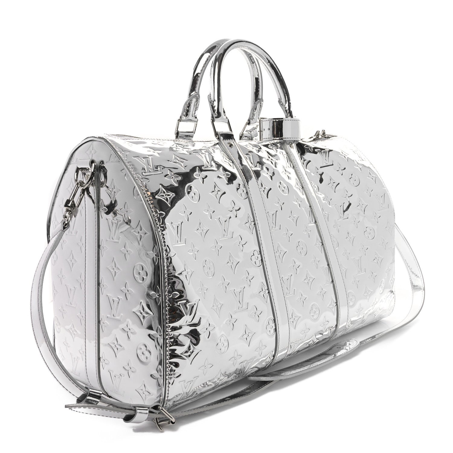 Louis Vuitton Monogram Mirror Keepall Bandouliere 45 Silver