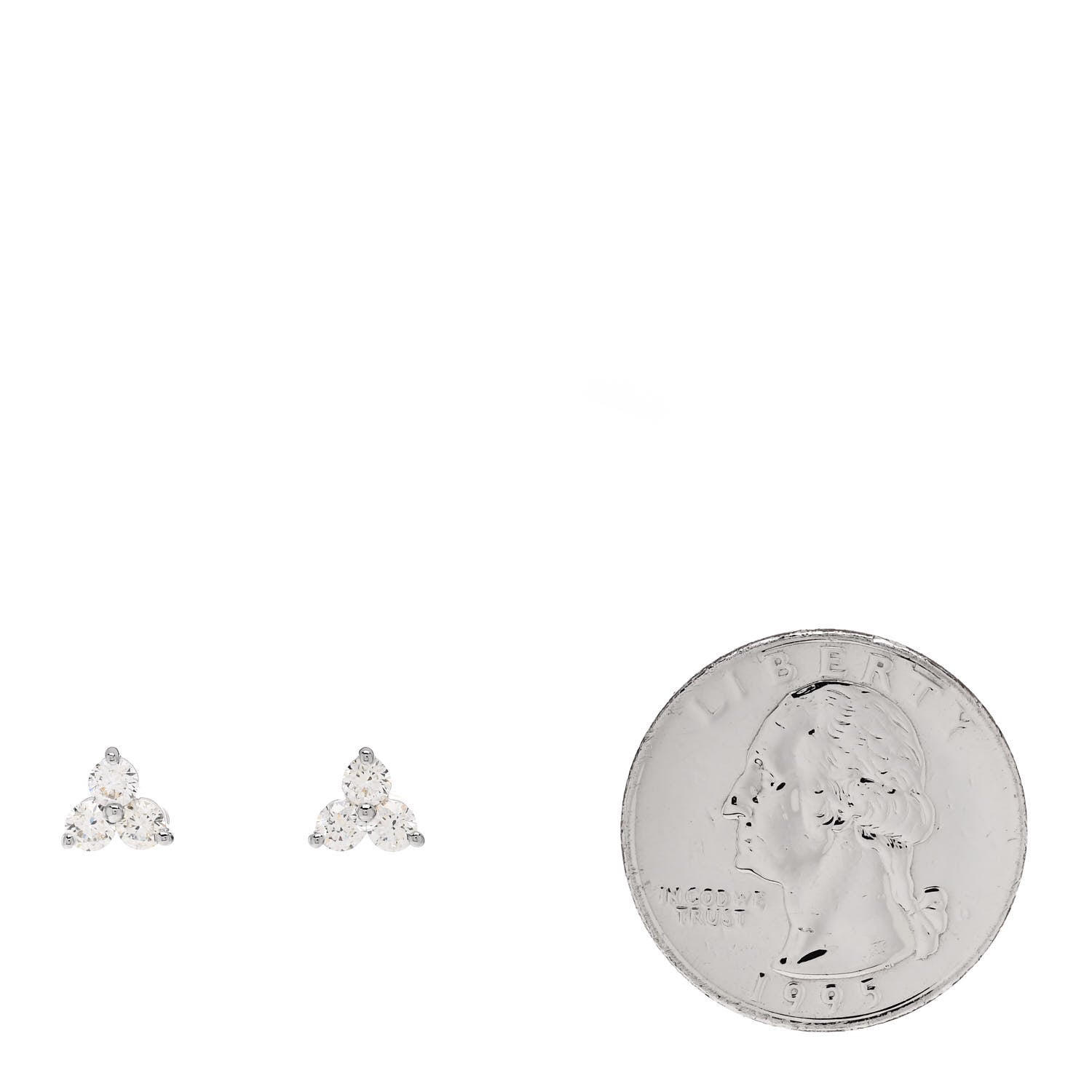 Roberto Coin 18K White Gold Diamond Small Three Stone Cluster Earrings 2 of 5