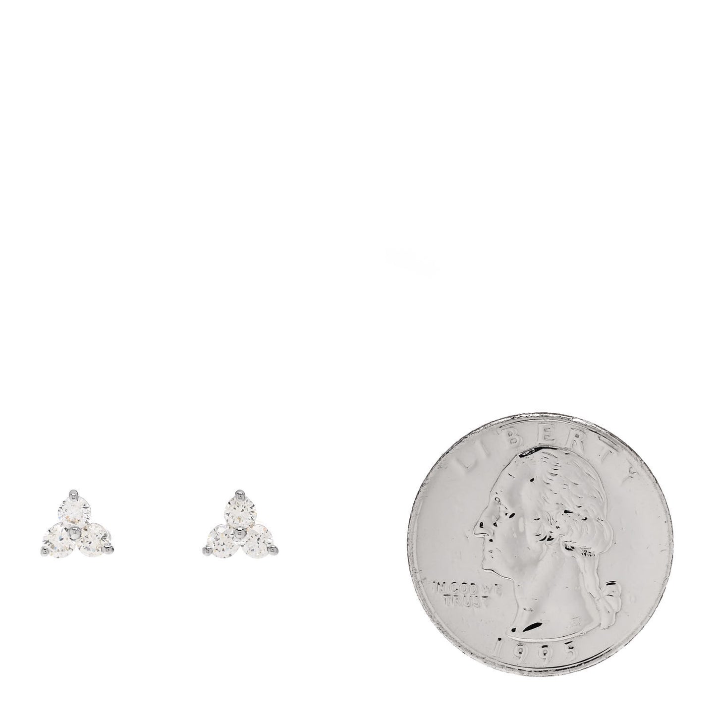 18K White Gold Diamond Small Three Stone Cluster Earrings