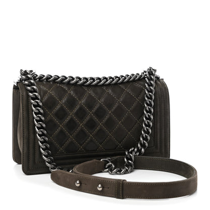 Chanel Iridescent Calfskin Medium Boy Flap Dark Khaki 3 of 9