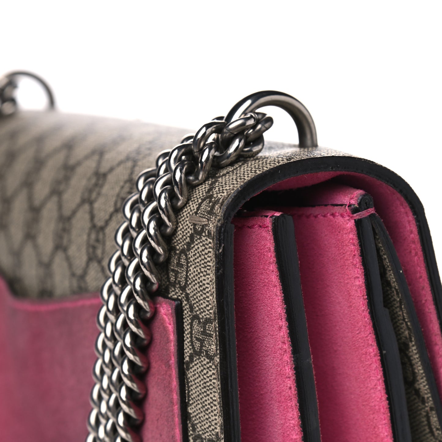 GG Supreme Monogram Suede Pierced Heart Embroidered Medium Dionysus Shoulder Bag Beige Ebony Pink Tropical Flower
