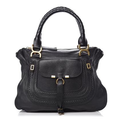 Chloe Calfskin Perforated Medium Marcie Animation Satchel Black 1 of 15