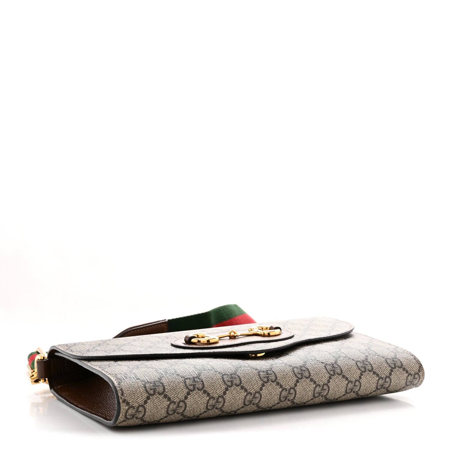 Gucci GG Supreme Monogram Azalea Calfskin Web Small Horsebit 1955 Crossbody Bag Beige Ebony Brown Sugar 4 of 10