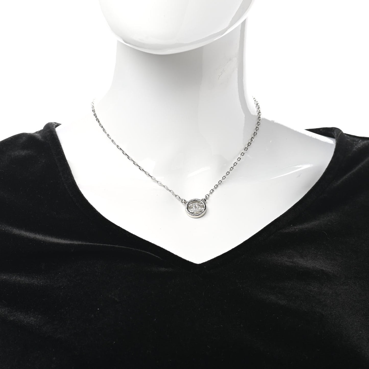 Crystal CC Chain Short Necklace Silver