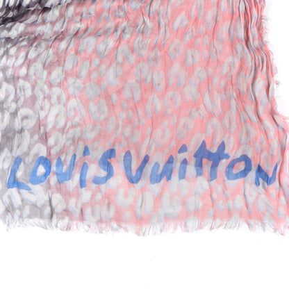 Louis Vuitton Cashmere Silk Leopard Etole Stole Purple Pink 3 of 5