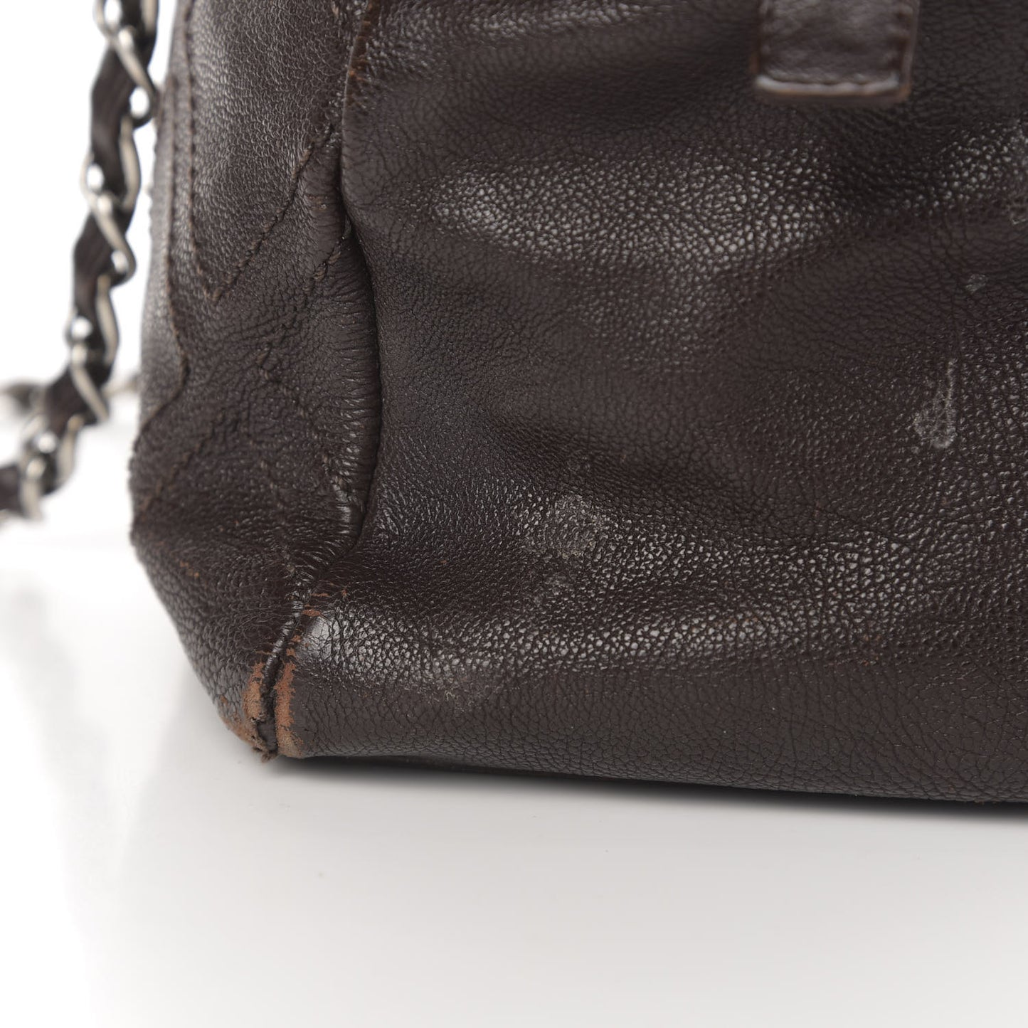 Calfskin Small Diamond Stitch Tote Brown