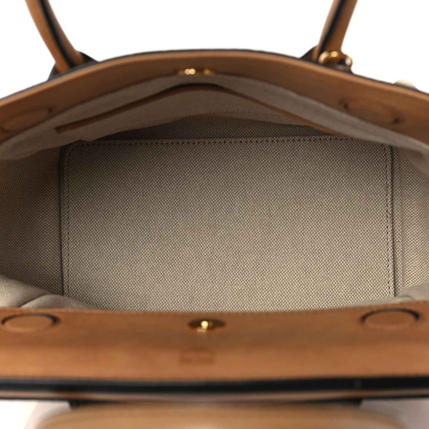 Striped Visetos Small Kathy Double Zip Tote Beige