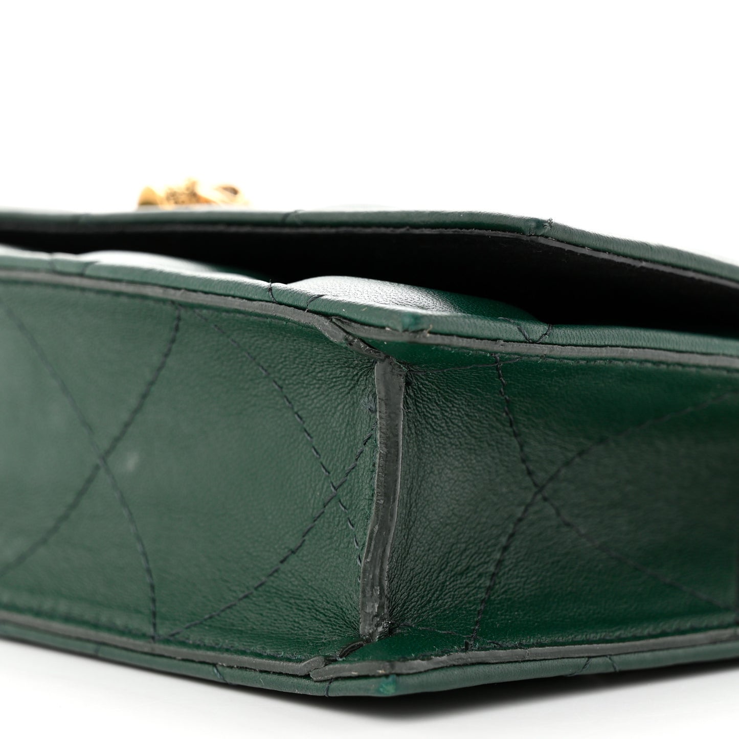 Calfskin Quilted Skull Small Chain Crossbody Bag Green