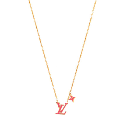 Louis Vuitton Enamel LV Iconic Necklace Gold Fuchsia 1 of 7