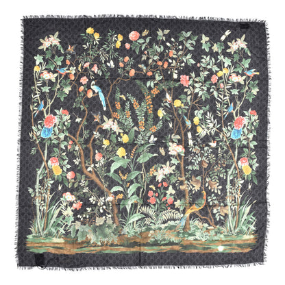 Gucci Modal Silk GG Monogram GG Tian Square Shawl Black Medium Grey 1 of 4