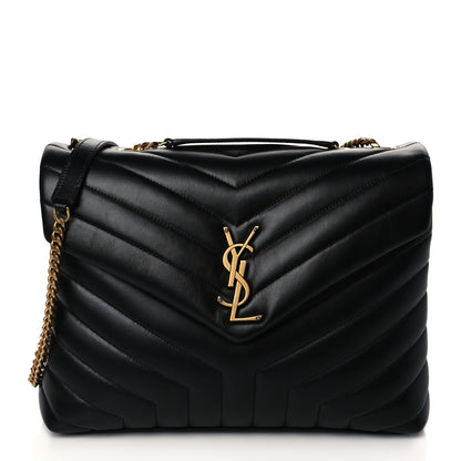 Saint Laurent Calfskin Y Quilted Monogram Medium Loulou Chain Satchel Black 1 of 9