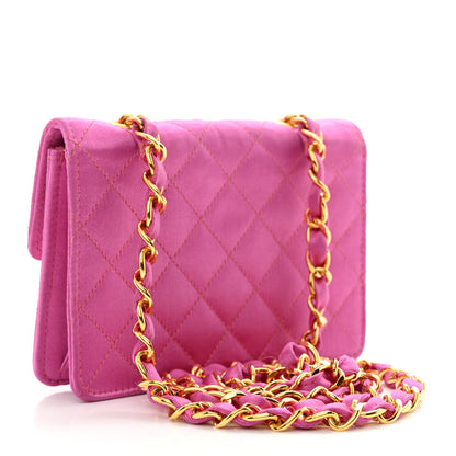 Chanel Satin Quilted Mini Square Flap Pink 3 of 13