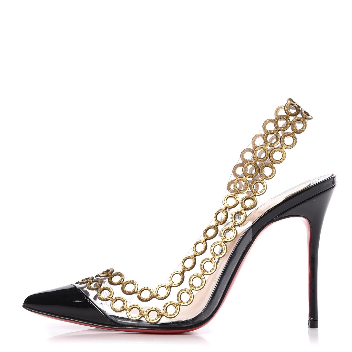 Patent PVC Malaika Half Dorsay 120 Pumps 37.5 Black Gold