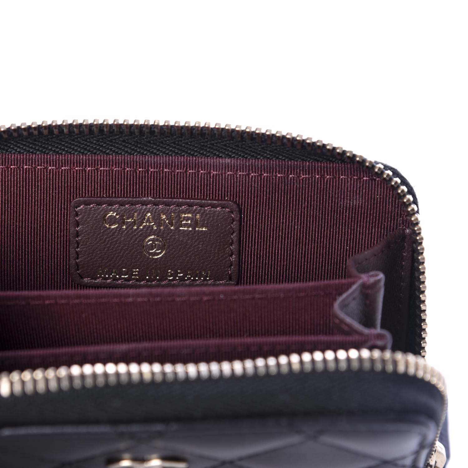 Chanel Lambskin Quilted Zip Around Coin Purse Black 6 of 8