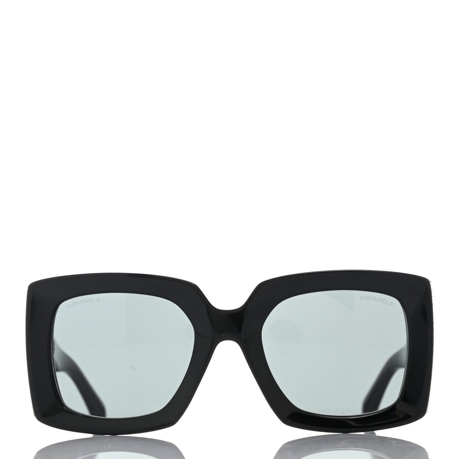 Chanel Acetate Rectangle Sunglasses 5435 Black Grey 2 of 8