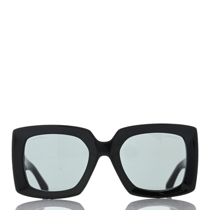 Chanel Acetate Rectangle Sunglasses 5435 Black Grey 2 of 8