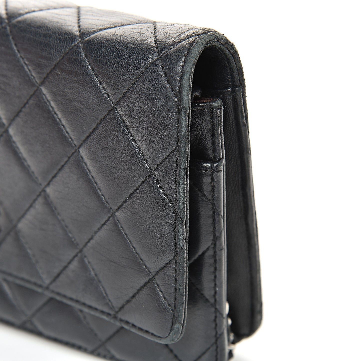 Lambskin Quilted Wallet On Chain WOC Black