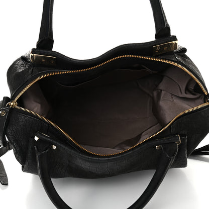 Lanvin Crocodile Stamped Calfskin Trilogy Bowling Bag Black 5 of 12